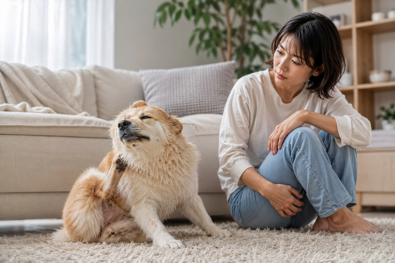Chó mèo gãi nhiều sau khi tắm có thể là dấu hiệu da đang khô rít, còn bọt dư hoặc bị kích thích bởi nhiệt độ tắm/sấy.