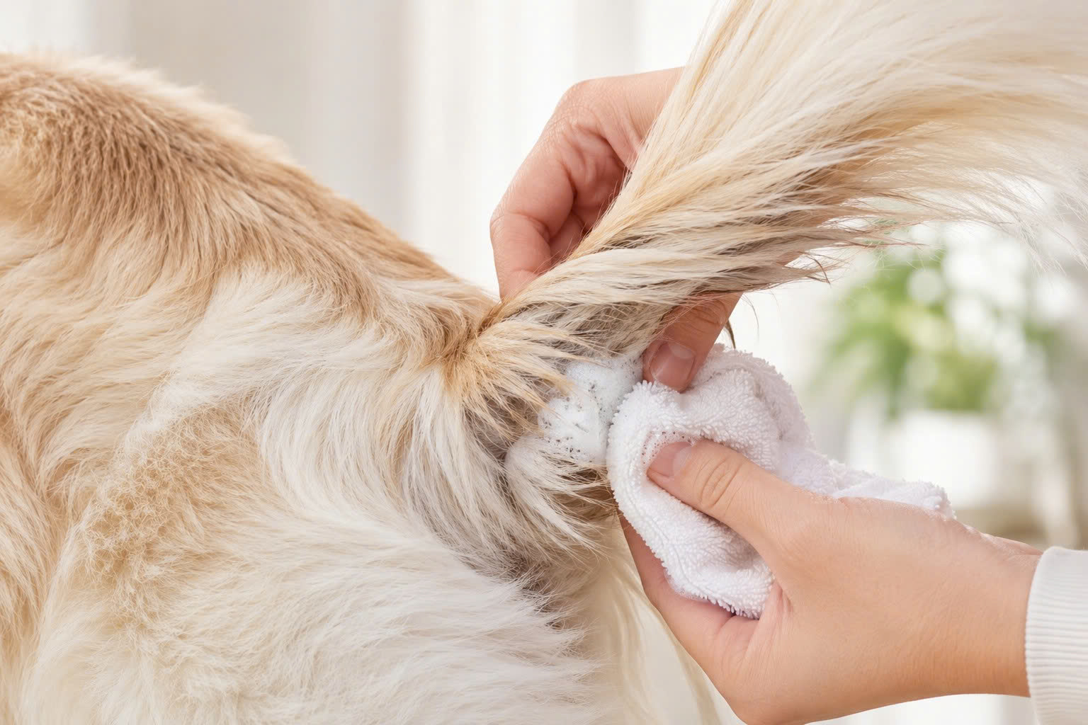 Dùng khăn bông ấm lau sạch bọt xà phòng là cách vệ sinh cục bộ an toàn, giúp lấy đi dầu thừa nhẹ nhàng.
