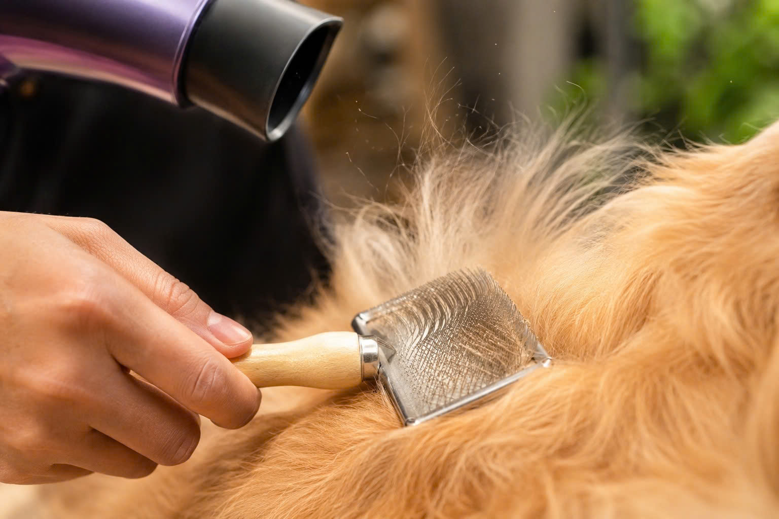 Sấy khô kết hợp chải tơi giúp bộ lông khô ráo tận chân lông và giữ được độ bồng bềnh, sạch thoáng.