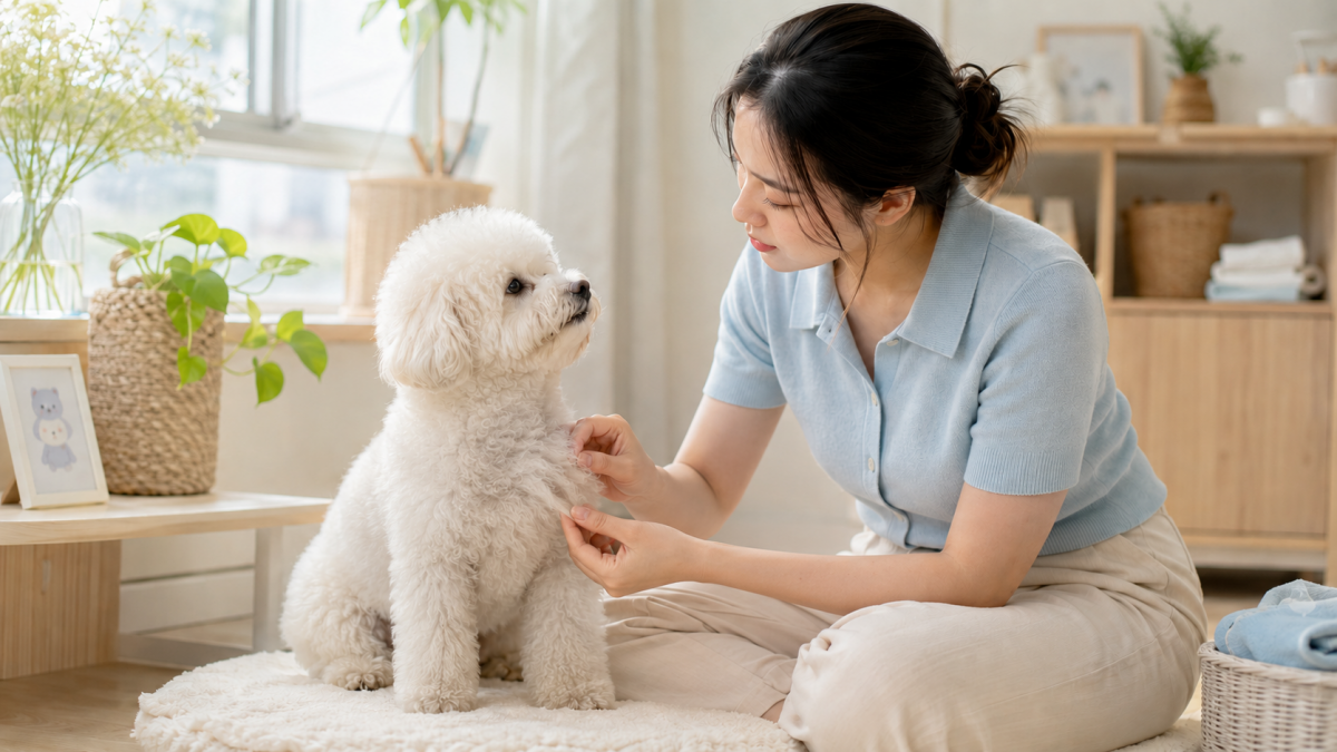Lông chó bị ố vàng và sự lo lắng của chủ nuôi.