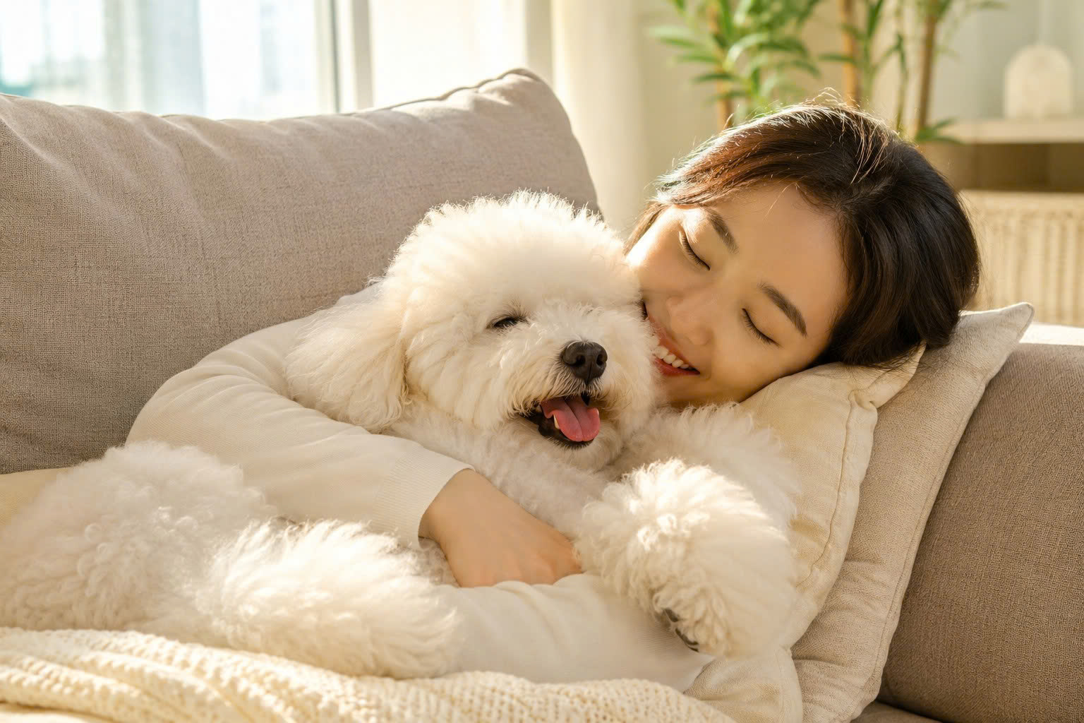 Bộ lông chó mèo khô ráo, tơi xốp và không còn mùi ngai ngái sau khi được sấy tách lớp đúng cách.