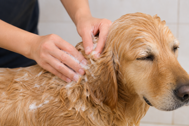Dùng phần đệm ngón tay massage nhẹ vùng sát da có nhiều dầu.
