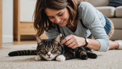 Người nuôi kiểm tra bộ lông để xác định mèo có cần tắm hay không.