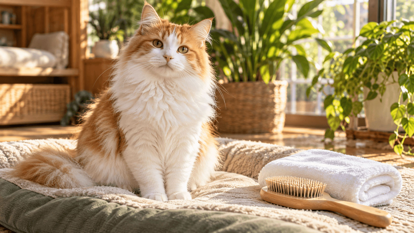 Vệ sinh ổ nằm và dụng cụ grooming giúp phòng ngừa mèo bị nấm da hiệu quả.